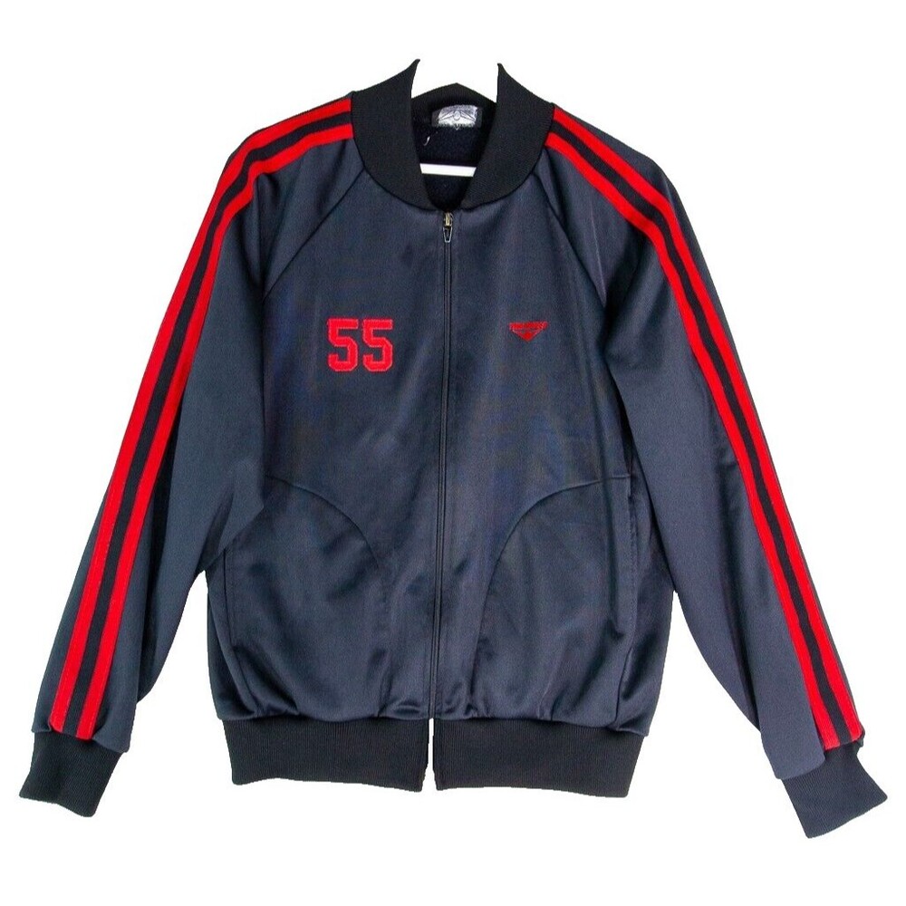 The Finals Track Jacket Vintage Medium Black 70s 80s USA Made Swim Track Coat